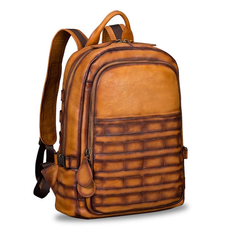 IVTG Genuine Leather Large Backpack for Men Vintage Laptop Knapsack Purse Rucksack Daypack High Capacity for Travel Bag Brown - Image 2