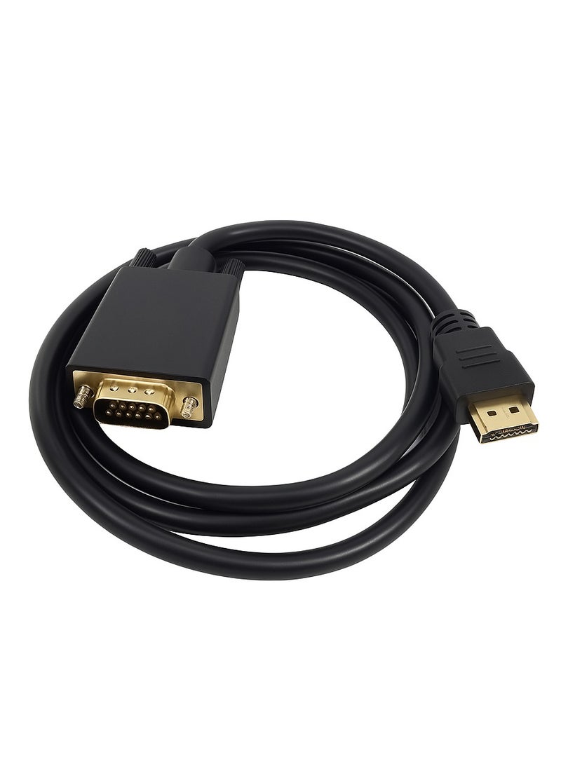 Gold-Plated HDMI To VGA Cable 1.8M, Male to Male Video Adapter for HD Player to HDTV 1.8 Meter Length Support for Projectors, Laptops / DVD Players / TVs / Monitors /  Display Connectivity, Multimed - Image 1