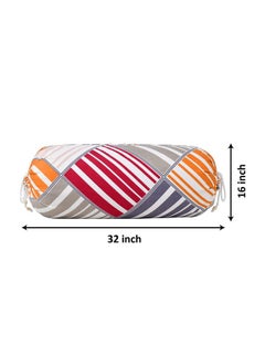 Kuber Industries Kuber Industries Cotton Lining Print Bolster Cover with Drawstring|Round Bedside Long Pillow Cover|Dewan Pillow Cover Set 16 X 32 |Bolster Cover Set of 4 (Magenta & Grey)  - Image 5