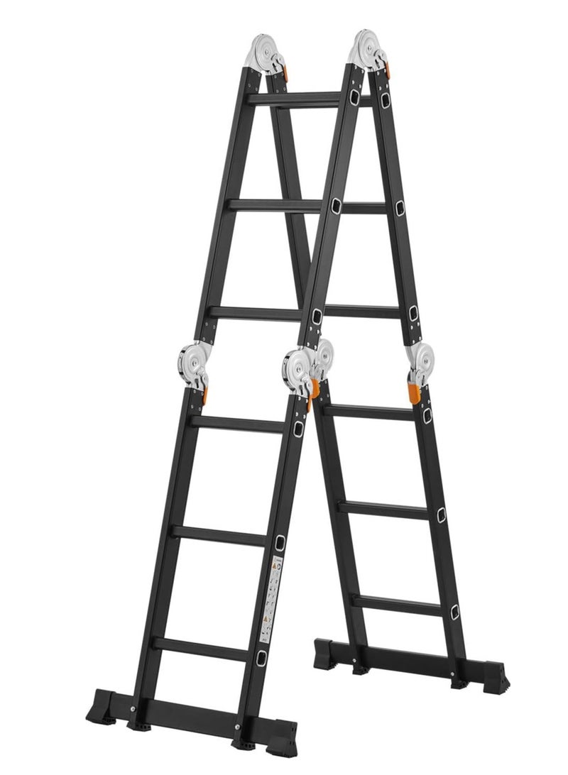 Egardenkart سلم ألومنيوم متعدد الاستخدامات من إي غاردن كارت - 4x3-3.7 متر، 12 خطوة سلم قابل للطي | محمول، قابل للتعديل، آمن، ودائم للاستخدام في المنزل، العمل، والأنشطة الخارجية - Image 2