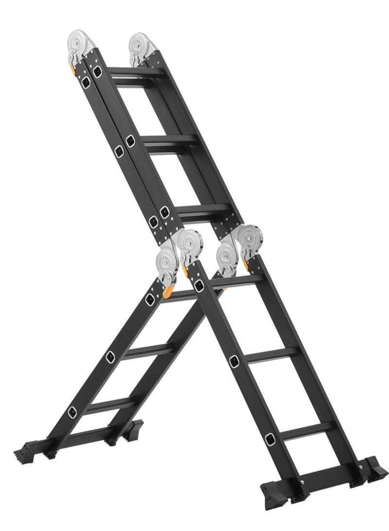 Egardenkart سلم ألومنيوم متعدد الاستخدامات من إي غاردن كارت - 4x3-3.7 متر، 12 خطوة سلم قابل للطي | محمول، قابل للتعديل، آمن، ودائم للاستخدام في المنزل، العمل، والأنشطة الخارجية - Image 3