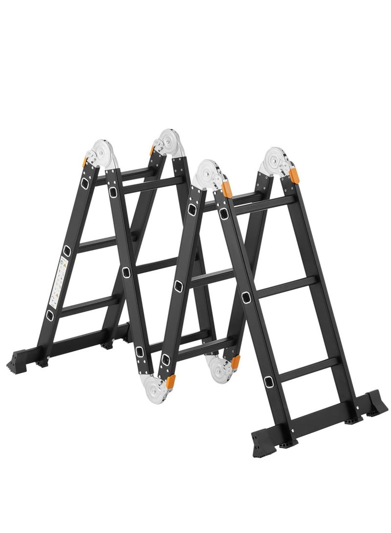 Egardenkart سلم ألومنيوم متعدد الاستخدامات من إي غاردن كارت - 4x3-3.7 متر، 12 خطوة سلم قابل للطي | محمول، قابل للتعديل، آمن، ودائم للاستخدام في المنزل، العمل، والأنشطة الخارجية - Image 4