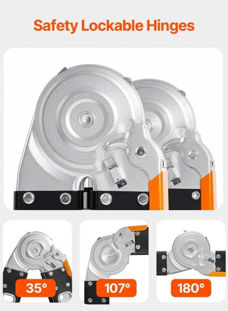 Egardenkart سلم ألومنيوم متعدد الاستخدامات من إي غاردن كارت - 4x3-3.7 متر، 12 خطوة سلم قابل للطي | محمول، قابل للتعديل، آمن، ودائم للاستخدام في المنزل، العمل، والأنشطة الخارجية - Image 5