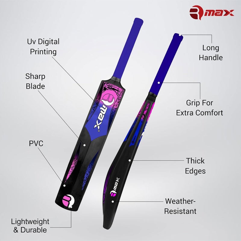 RMAX مضرب كريكيت بلاستيكي جولي - خفيف الوزن، متين، مقاوم للعوامل الجوية، مضرب كريكيت عالي الأداء لجميع الأعمار ومستويات المهارة (بنفسجي) - Image 3