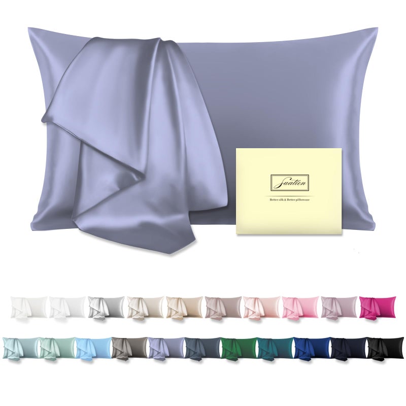 Natural Mulberry Silk Pillowcase for Hair and Skin Standard Size 20X 26 with Hidden Zipper Soft Breathable Smooth Cooling Pillow Covers for SleepingGrayish Blue1Pcs