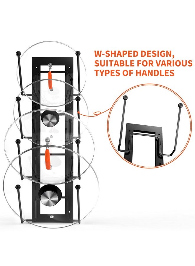 Cisily 8 Layers of Adjustable Pot Lid Organizer Rack for Cabinet Door/Wall，2Pack Lid Organizer Pots and Pans Holder for Kitchen Storage with No Drilling Adhesive (Black) - Image 3