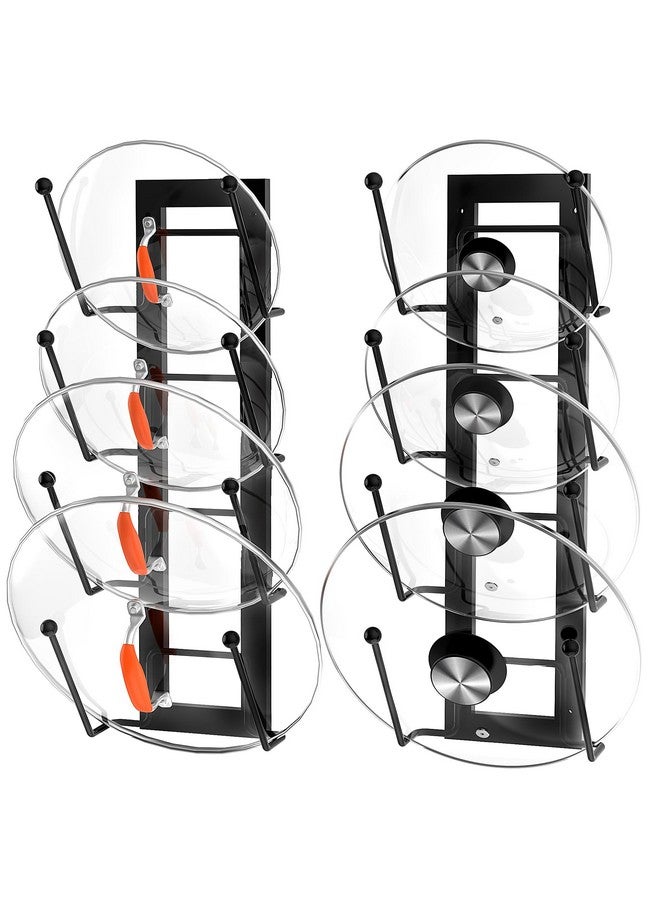 Cisily 8 Layers of Adjustable Pot Lid Organizer Rack for Cabinet Door/Wall，2Pack Lid Organizer Pots and Pans Holder for Kitchen Storage with No Drilling Adhesive (Black) - Image 1