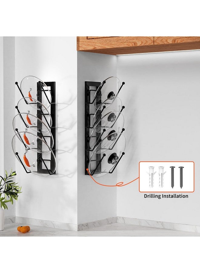 Cisily 8 Layers of Adjustable Pot Lid Organizer Rack for Cabinet Door/Wall，2Pack Lid Organizer Pots and Pans Holder for Kitchen Storage with No Drilling Adhesive (Black) - Image 5