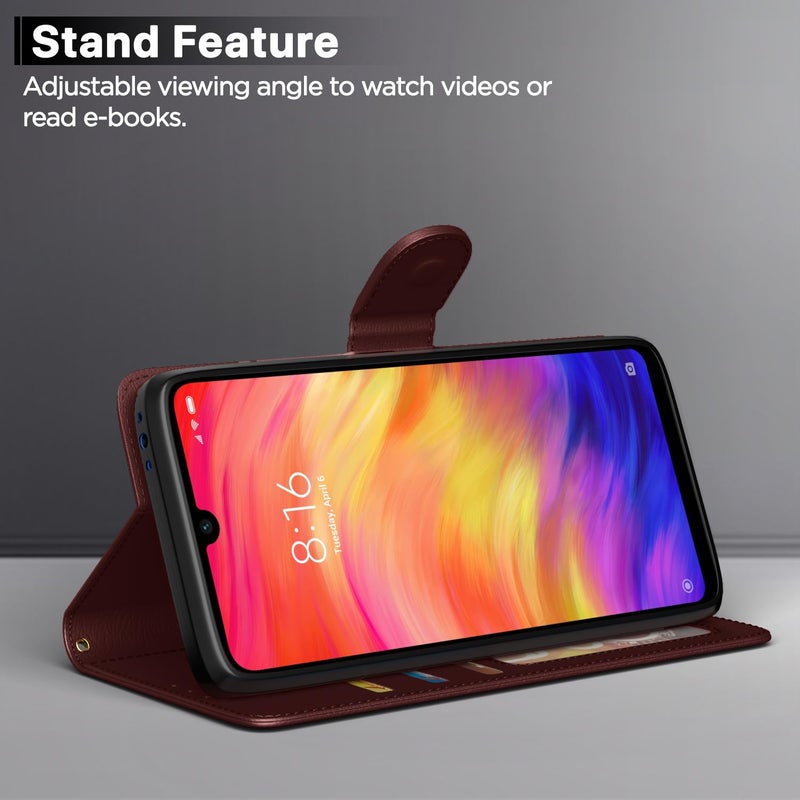 Pikkme Flip Cover Leather Finish | Inside TPU with Card Pockets | Wallet Stand and Shock Proof | Complete Protection Flip Case for Redmi Note 7 / Note 7 Pro/Note 7s(Brown) - Image 3