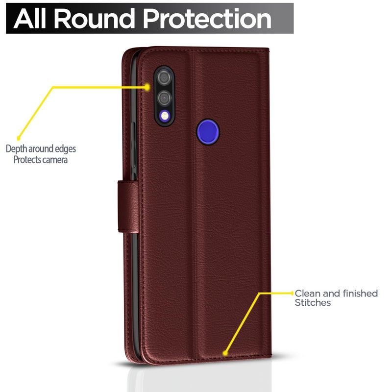 Pikkme Flip Cover Leather Finish | Inside TPU with Card Pockets | Wallet Stand and Shock Proof | Complete Protection Flip Case for Redmi Note 7 / Note 7 Pro/Note 7s(Brown) - Image 4