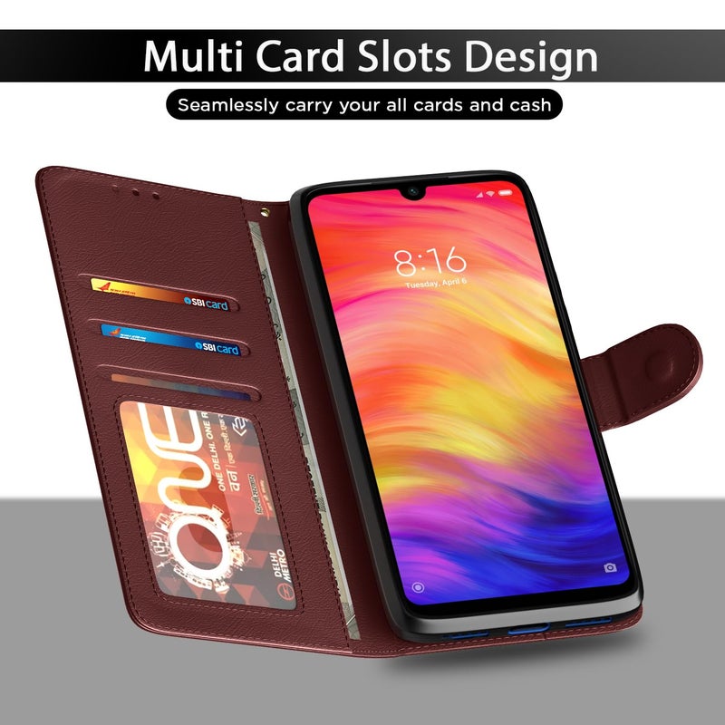Pikkme Flip Cover Leather Finish | Inside TPU with Card Pockets | Wallet Stand and Shock Proof | Complete Protection Flip Case for Redmi Note 7 / Note 7 Pro/Note 7s(Brown) - Image 5