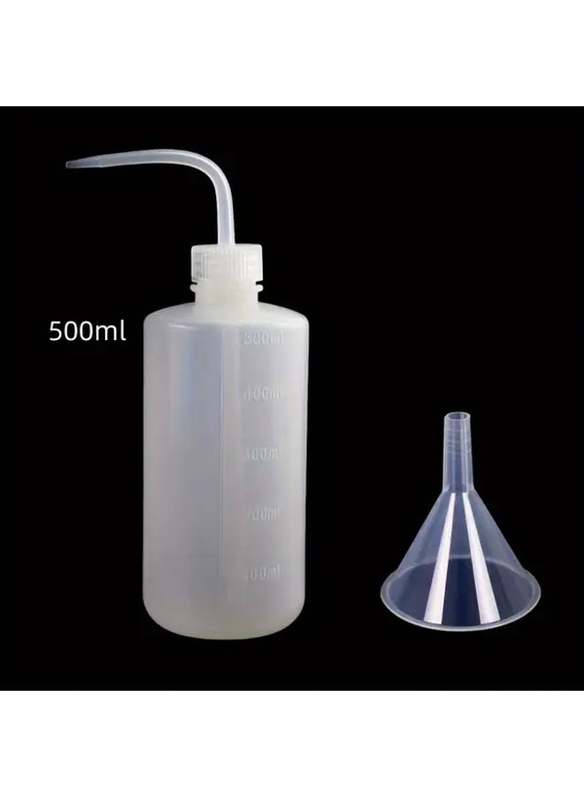 Plastic Squeeze Bottle With Funnel 500ml Wide Mouth Narrow Spout For Lab Cleaning Plant Care - Image 1