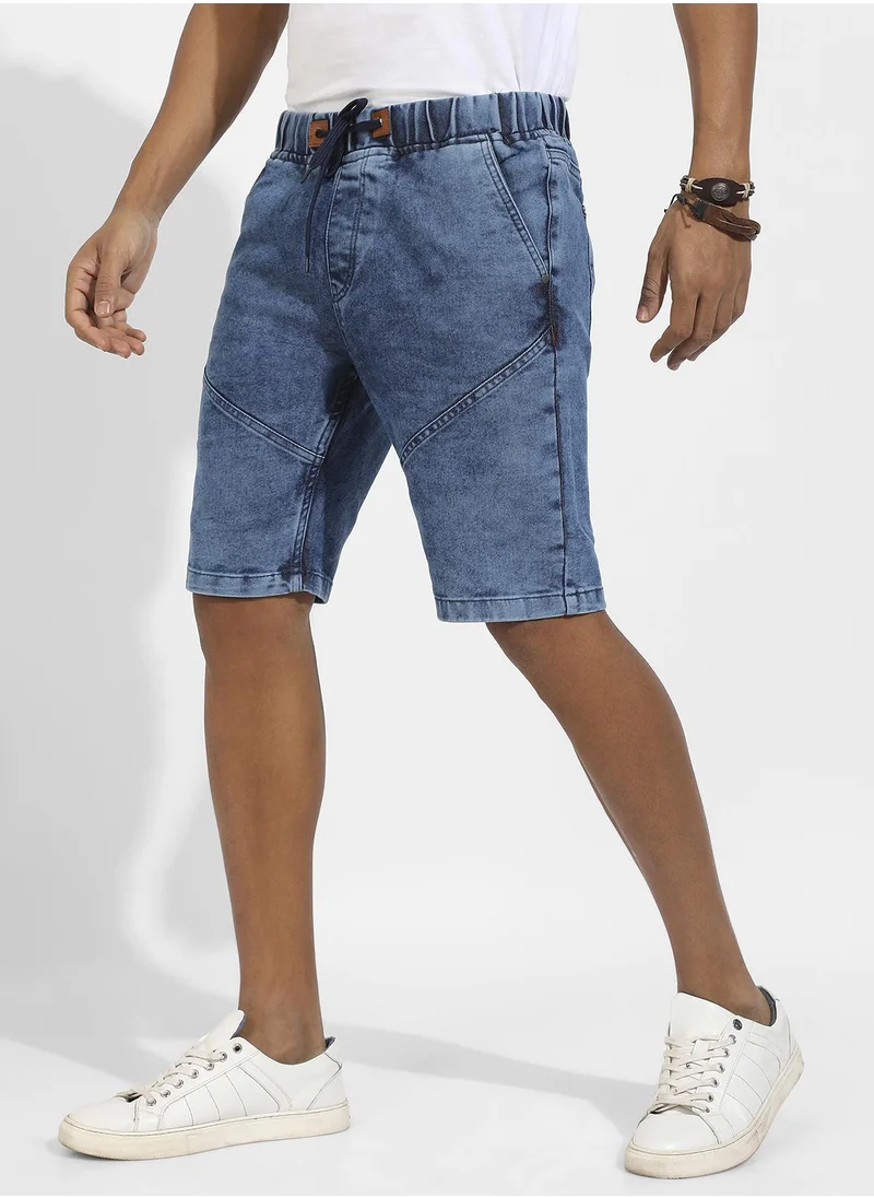 انستافاب بلس Contrast Stitch Denim Shorts