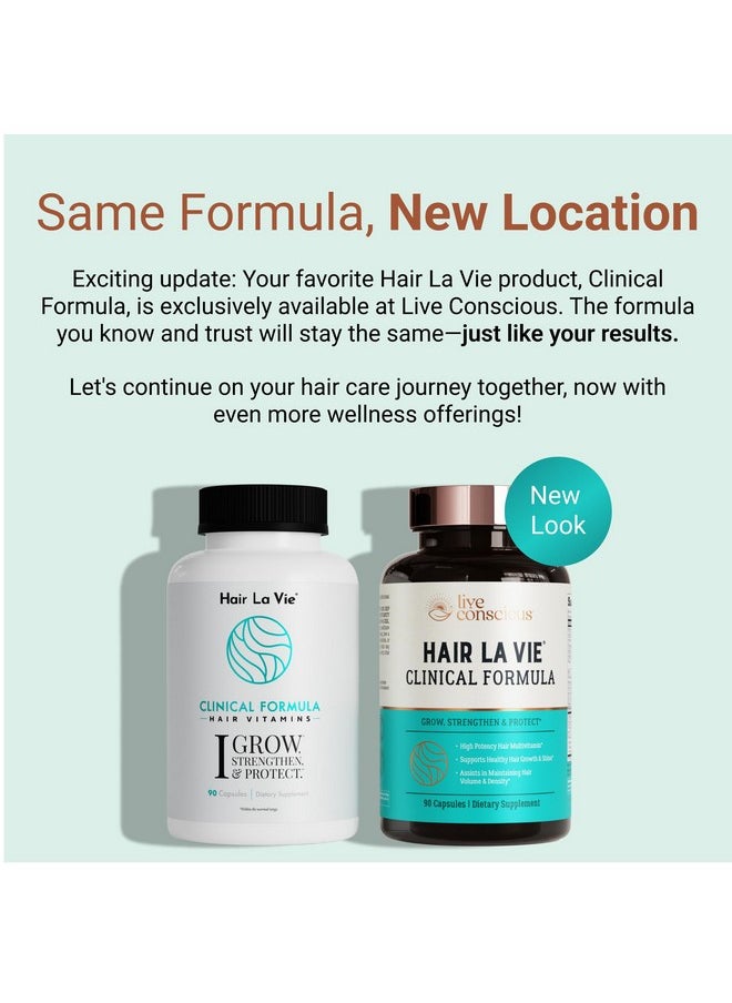 هير لي ڤيي - فيتامينات نمو الشعر Hair La Vie Live Conscious Clinical Formula للنساء والرجال مع البيوتين 5000 ميكروغرام والكولاجين والنخيل المنشاري (عبوة من قطعة واحدة) - Image 1