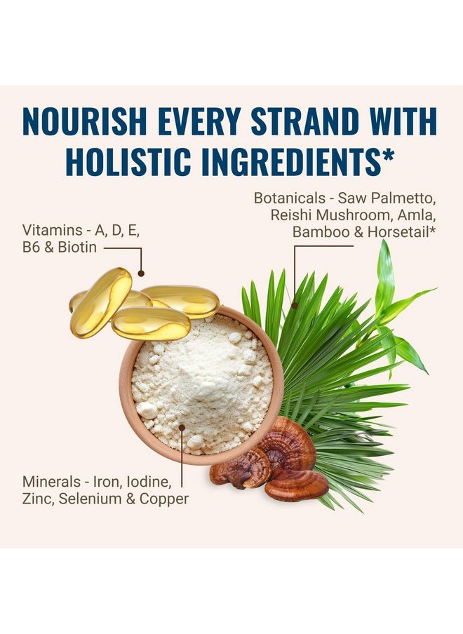 هير لي ڤيي - فيتامينات نمو الشعر Hair La Vie Live Conscious Clinical Formula للنساء والرجال مع البيوتين 5000 ميكروغرام والكولاجين والنخيل المنشاري (عبوة من قطعة واحدة) - Image 1