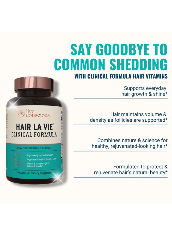هير لي ڤيي - فيتامينات نمو الشعر Hair La Vie Live Conscious Clinical Formula للنساء والرجال مع البيوتين 5000 ميكروغرام والكولاجين والنخيل المنشاري (عبوة من قطعة واحدة) - Image 1
