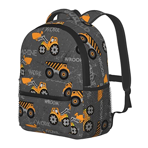 PAYOHTO Toddler Backpack for Boys Construction Machines Cars Truck Tractor Kids Backpack Preschool Bookbag Kindergarten Mini Travel School Bag for Age 3-8 - Image 1