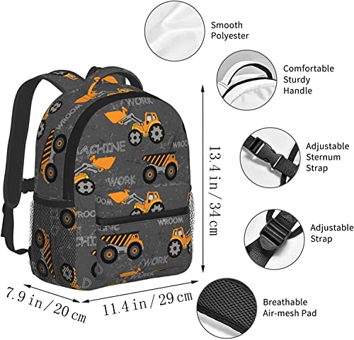 PAYOHTO Toddler Backpack for Boys Construction Machines Cars Truck Tractor Kids Backpack Preschool Bookbag Kindergarten Mini Travel School Bag for Age 3-8 - Image 2