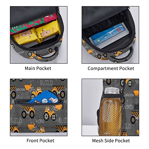 PAYOHTO Toddler Backpack for Boys Construction Machines Cars Truck Tractor Kids Backpack Preschool Bookbag Kindergarten Mini Travel School Bag for Age 3-8 - Image 3