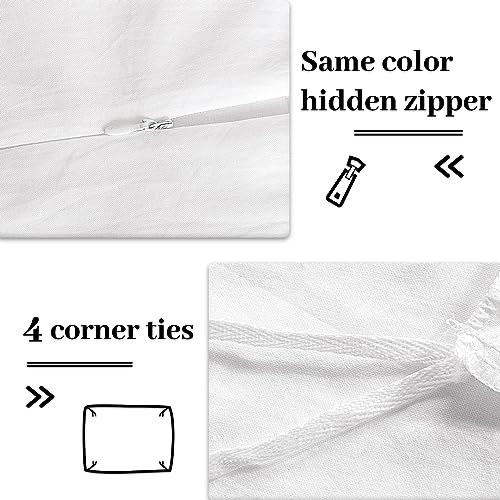 NEXHOME PRO Cotton Duvet Cover Set King Size Linen Feel White Organic Natural 100% Washed Cotton Duvet Cover Set 3 Pieces Bedding Set with Zipper Closure, Lightweight and Breathable (No Comforter) - Image 5