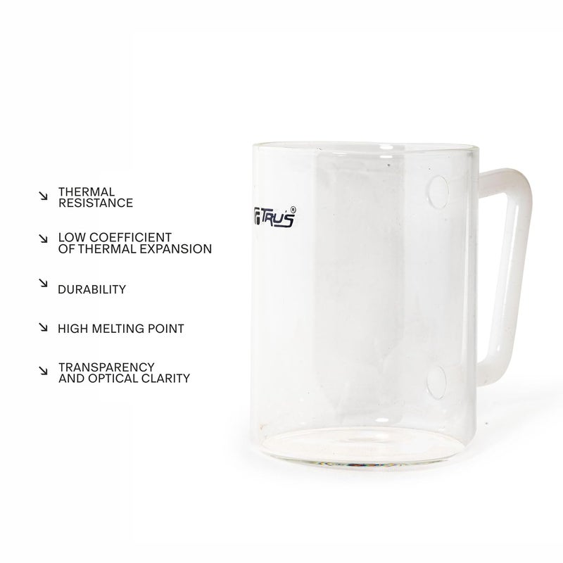 TRUS Borosilicate Glass Tea Cup Set Coffee Mugs with Handles Perfect for Milk Cappuccino Hot Chocolate Cold Beverages Square Handle Pack of 6 - Image 2