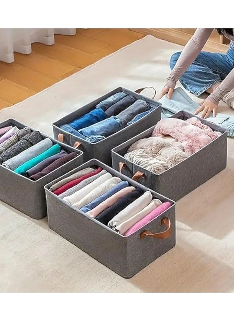 Generic 1pc Modern Wardrobe Clothes Organizer Box - Wardrobe Clothes Organizer Box Clothes Storage Box Closet Organizer - Oxford Cloth Storage for Jeans, Clothes, Jackets Foldable Fabric Storage Box - Fabric Clothes Organizer for Wardrobe - Large Storage Box with Handles Dressing Room Organizer Box  - Image 5
