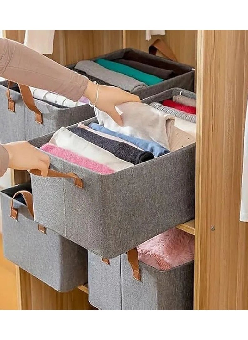 Generic 1pc Modern Wardrobe Clothes Organizer Box - Wardrobe Clothes Organizer Box Clothes Storage Box Closet Organizer - Oxford Cloth Storage for Jeans, Clothes, Jackets Foldable Fabric Storage Box - Fabric Clothes Organizer for Wardrobe - Large Storage Box with Handles Dressing Room Organizer Box  - Image 3