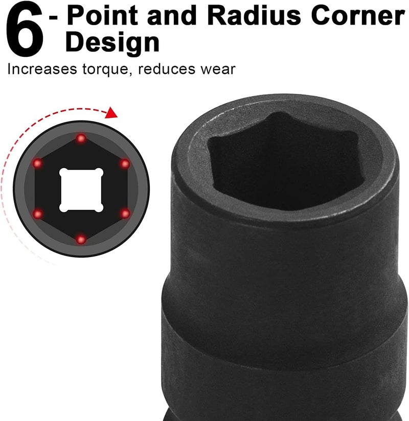 Jetech 3/4 Inch Drive 1-1/8 Inch Standard Impact Socket, Made with Chrome Molybdenum Alloy Steel, Heat Treated, 6-Point Design, SAE - Image 3