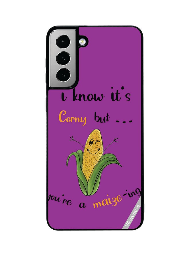 VR CREATIVE Protective Case Cover For Samsung Galaxy S21 FE 5G Corn Design Multicolour - Image 1