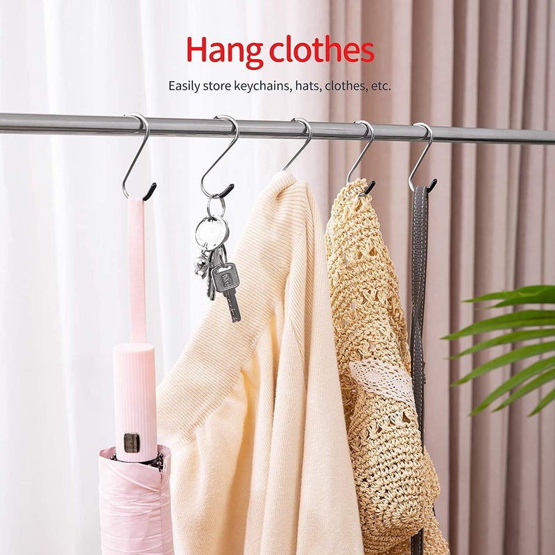 NAIDEV 12 PCs SShaped Stainless Steel Utility Hook Ultra Strong Multi Purpose HookHanging Hooks Heavy Duty Hangers for Kitchen Bathroom Bedroom Office Work ShopGardenSize 8 cm Set of 12 - Image 4