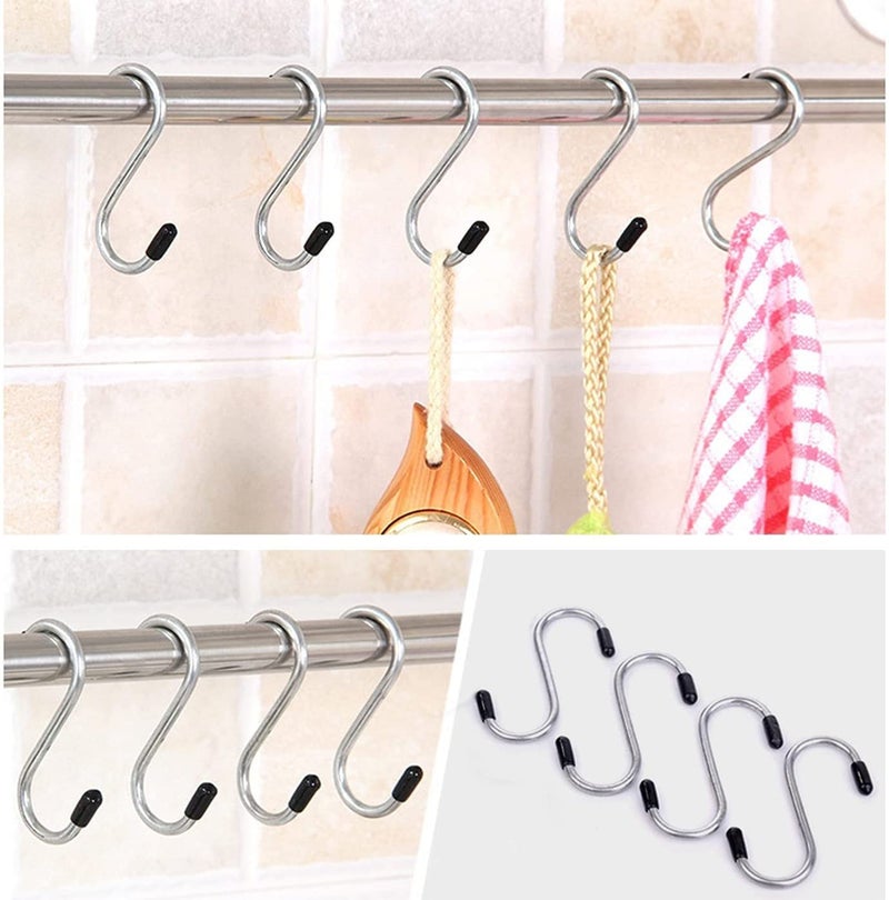 NAIDEV 12 PCs SShaped Stainless Steel Utility Hook Ultra Strong Multi Purpose HookHanging Hooks Heavy Duty Hangers for Kitchen Bathroom Bedroom Office Work ShopGardenSize 8 cm Set of 12 - Image 3