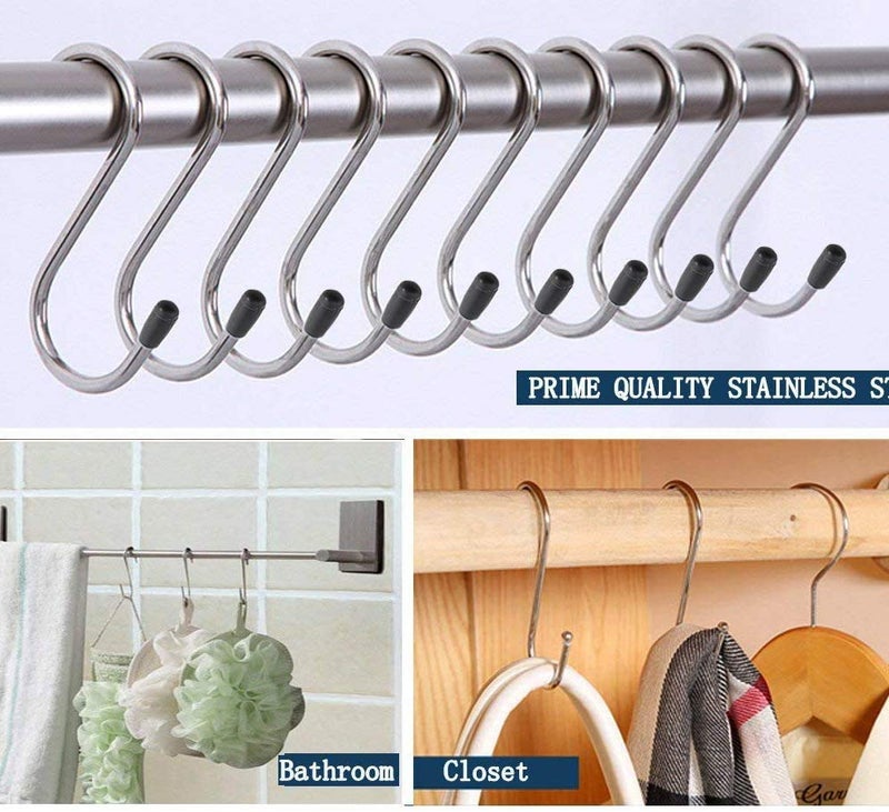 NAIDEV 12 PCs SShaped Stainless Steel Utility Hook Ultra Strong Multi Purpose HookHanging Hooks Heavy Duty Hangers for Kitchen Bathroom Bedroom Office Work ShopGardenSize 8 cm Set of 12 - Image 2