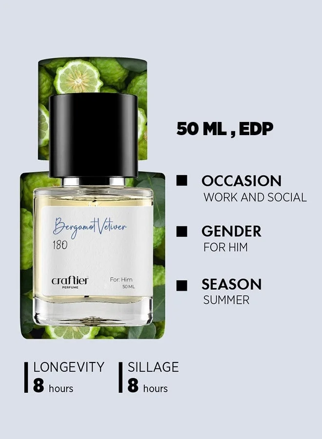 Craftier Perfume Inspired-Uomo Green Stravangza BERGAMOT VETIVER - Inspired of-UOMO BORN IN ROMA GREEN STRAVAGANZA, Eau De Parfum for Men - 50ml, Long Lasting Oriental Fragrance Upto 8-12 Hrs, Travel Size Men's Perfume for Men | Best Price UAE