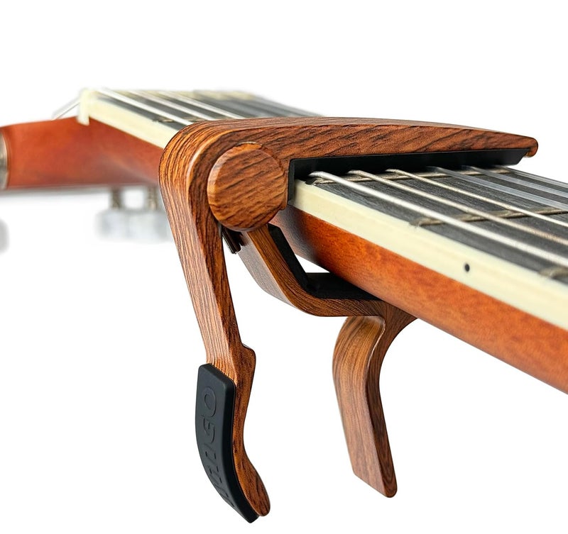 Wingo Classical Flat Guitar Capo for Nylon String Guitars-Rosewood Finish with 5 Picks. - Image 5