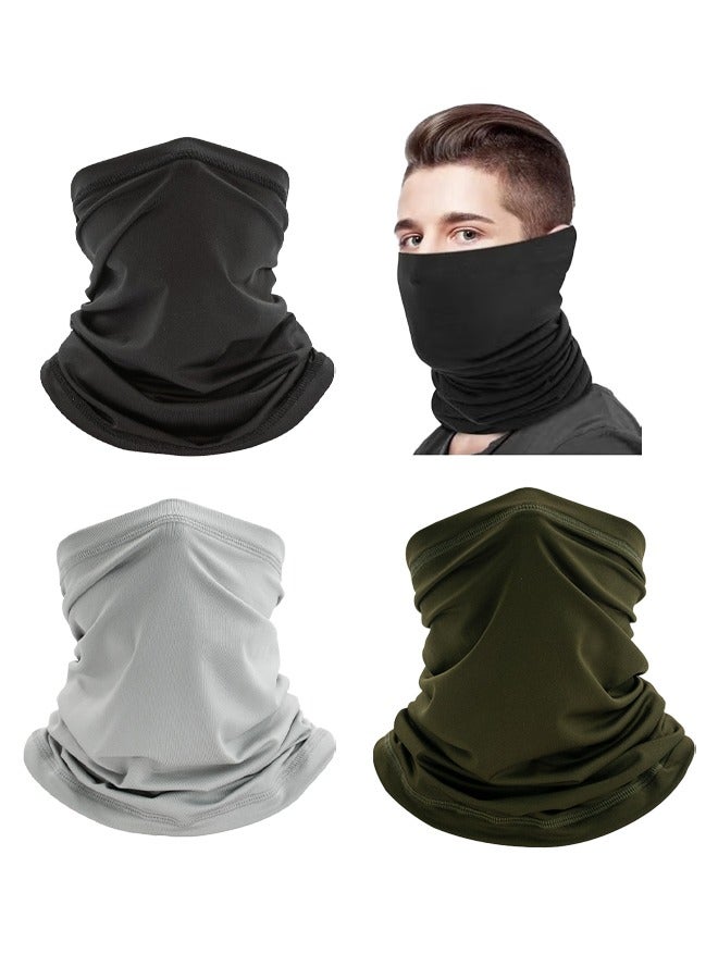 3Pcs Sun Protection Face Mask Set, Sunscreen UV Breathable Face Shield, Multi-Functional Dust and Sun Protection, Outdoor Cycling Headscarf and Neck Scarf, Black/Light Gray/Military Green - Image 1