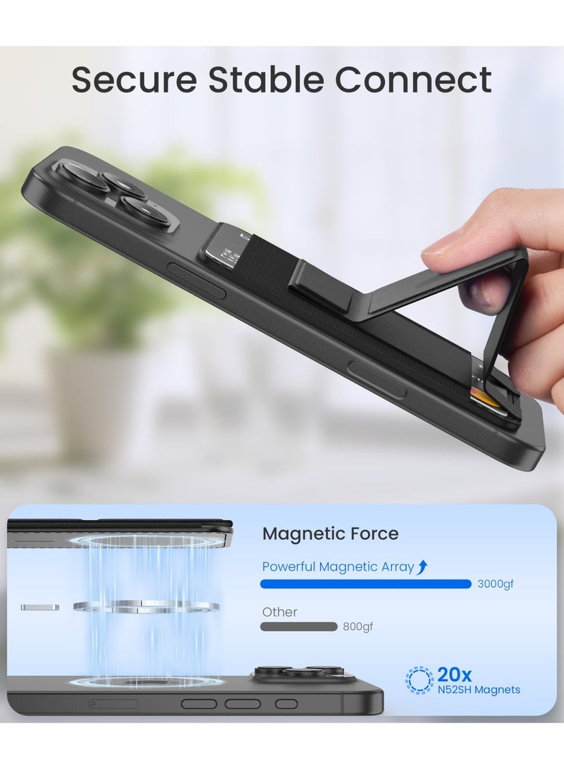GONEZ for MagSafe Wallet with Stand, Stronger Magnetic Card Holder for iPhone 16/15/14/13/12 Series, Premium Leather Phone Wallet with RFID Blocking, 1 Slot, Fit 5 Cards, Black  - Image 5