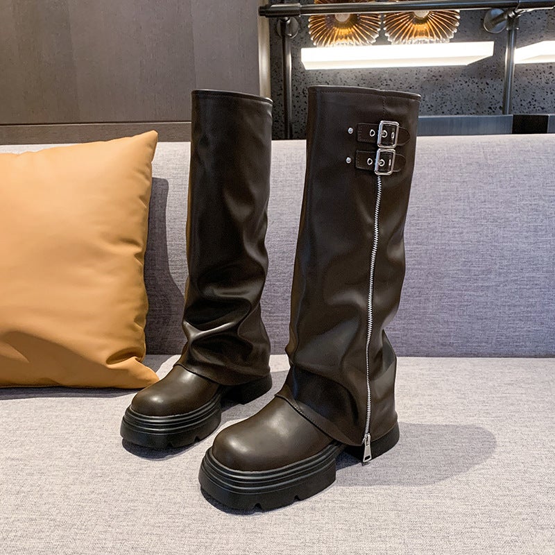 2024 New Big-Toe Trouser Boots That Look Taller and Slimmer, Thick-Soled Western High-Top Knight Boots, Sweet, Cool, Casual and Versatile - Image 2