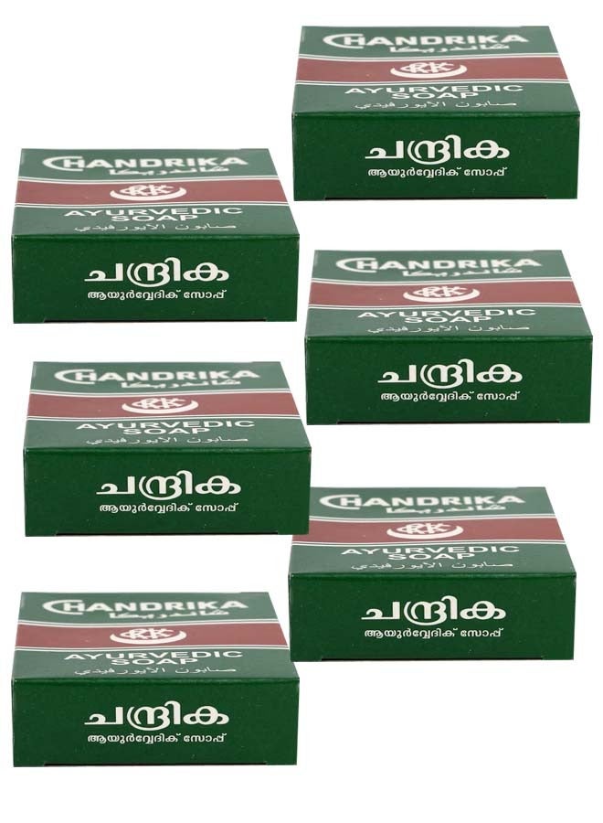 شاندريكا 6 قطع شاندريكا صابون الآيورفيدي لتنظيف وتلطيف البشرة 75* 6 جرام - Image 1