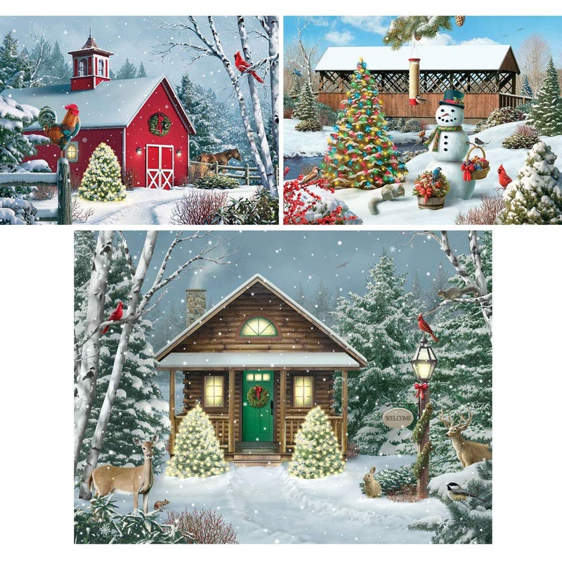 Bits and Pieces Set of Three 300 Piece Jigsaw Puzzles for Adults Christmas Holiday Snowman Jigsaw Puzzles Large Pieces 18 x 24 No 2 Pieces Alike - Image 3