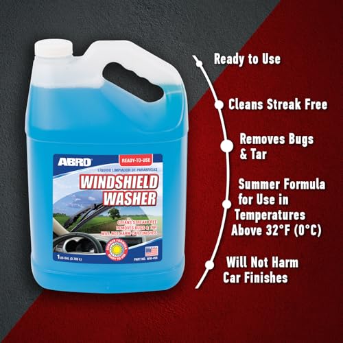 ABRO Windshield Washer Fluid Ready to Use Formula - 1 Gallon, Pre-Mixed, Streak-Free Cleanliness, 2-In-1 Removes Bugs & Tar - Image 2