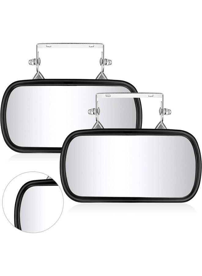2 Pcs Stainless Steel Rectangular Convex Mirror U Bracket Look Down Convex Mirror Assembly Improves Visibility for Cars Trucks Boats Tractors Forklifts - Image 1