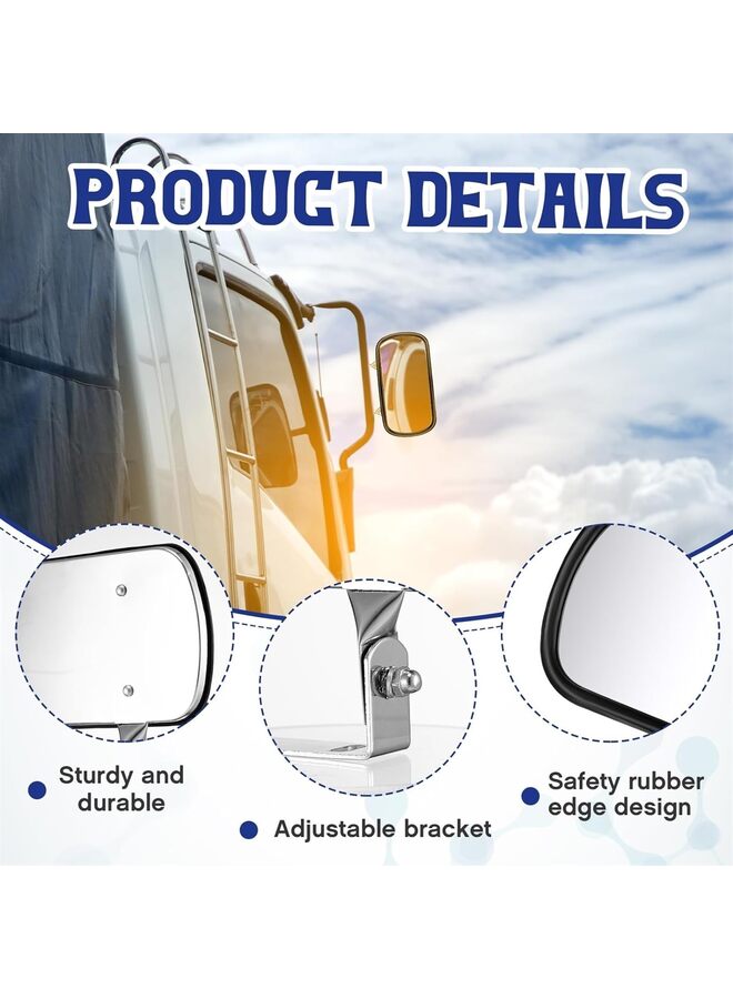 2 Pcs Stainless Steel Rectangular Convex Mirror U Bracket Look Down Convex Mirror Assembly Improves Visibility for Cars Trucks Boats Tractors Forklifts - Image 2