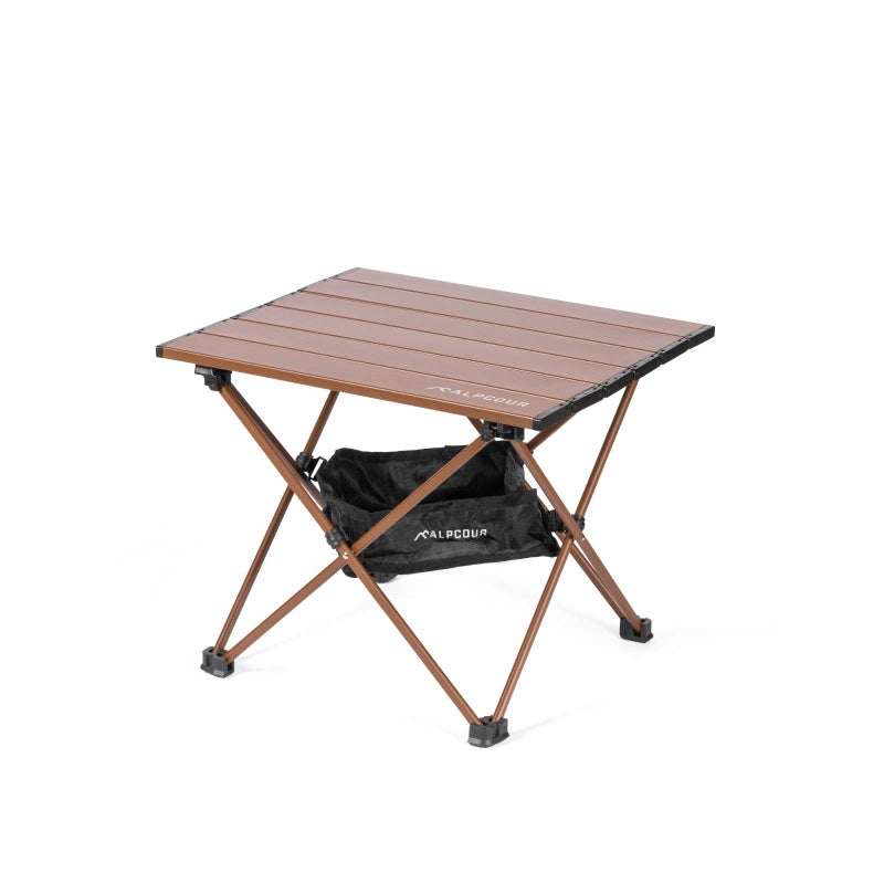 Alpcour Portable Camping Table  Lightweight Compact Folding Side Table in a Bag with Aluminum Top  Heavy Duty Hinge for Easy Travel  Storage  Great for Outdoor BBQ Backpacking Tailgate  More