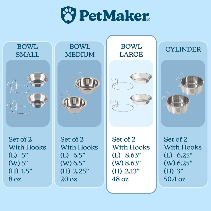 PETMAKER Set of 2 Stainless-Steel Dog Bowls - Cage, Kennel, and Crate Hanging Pet Bowls for Food and Water - 48oz Each and Dishwasher Safe by PETMAKER (Pack of 2) - Image 5