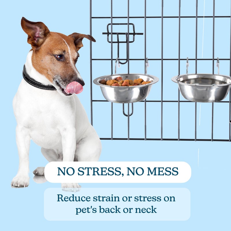 PETMAKER Set of 2 Stainless-Steel Dog Bowls - Cage, Kennel, and Crate Hanging Pet Bowls for Food and Water - 48oz Each and Dishwasher Safe by PETMAKER (Pack of 2) - Image 4