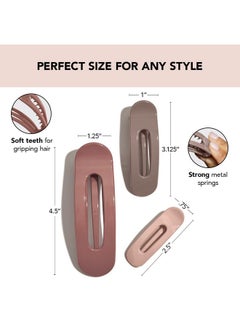 Kitsch Kitsch 3pc (Terracotta) Flat Hair Clips for Women, Recycled Lay Flat Claw Clips for Thick Hair, Flat Hair Claw Clips,Flat Claw Clips for Thin Hair, Flat Clips for Hair, Hair Accessories for Girls  - Image 2