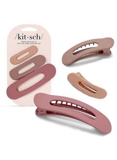 Kitsch Kitsch 3pc (Terracotta) Flat Hair Clips for Women, Recycled Lay Flat Claw Clips for Thick Hair, Flat Hair Claw Clips,Flat Claw Clips for Thin Hair, Flat Clips for Hair, Hair Accessories for Girls  - Image 1
