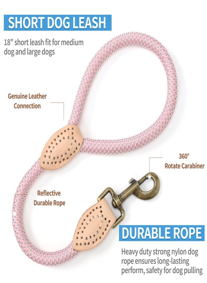 مايل هاي لايف طوق قصير للكلاب من مايل هاي لايف، طوق قصير للكلاب الكبيرة، طوق عاكس للكلاب بطرف جلدي، طوق متين لتدريب الكلاب الكبيرة والمتوسطة الحجم والمشي (وردي، 18 بوصة) - Image 5