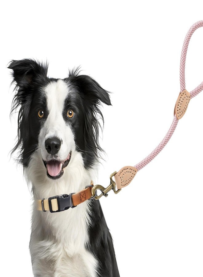 مايل هاي لايف طوق قصير للكلاب من مايل هاي لايف، طوق قصير للكلاب الكبيرة، طوق عاكس للكلاب بطرف جلدي، طوق متين لتدريب الكلاب الكبيرة والمتوسطة الحجم والمشي (وردي، 18 بوصة) - Image 2