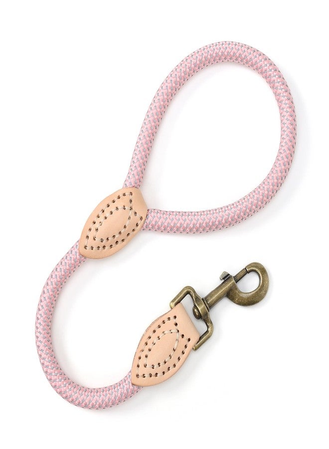 مايل هاي لايف طوق قصير للكلاب من مايل هاي لايف، طوق قصير للكلاب الكبيرة، طوق عاكس للكلاب بطرف جلدي، طوق متين لتدريب الكلاب الكبيرة والمتوسطة الحجم والمشي (وردي، 18 بوصة) - Image 1